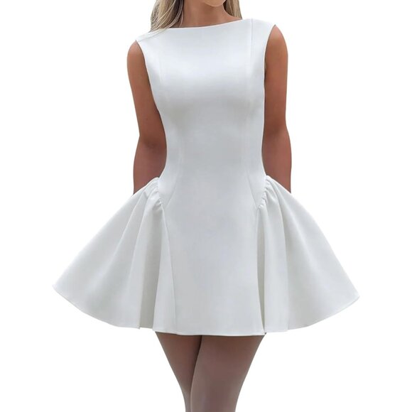 a line mini dress formal Short Formal A-Line Dress 3269 Champagne / 2XLarge